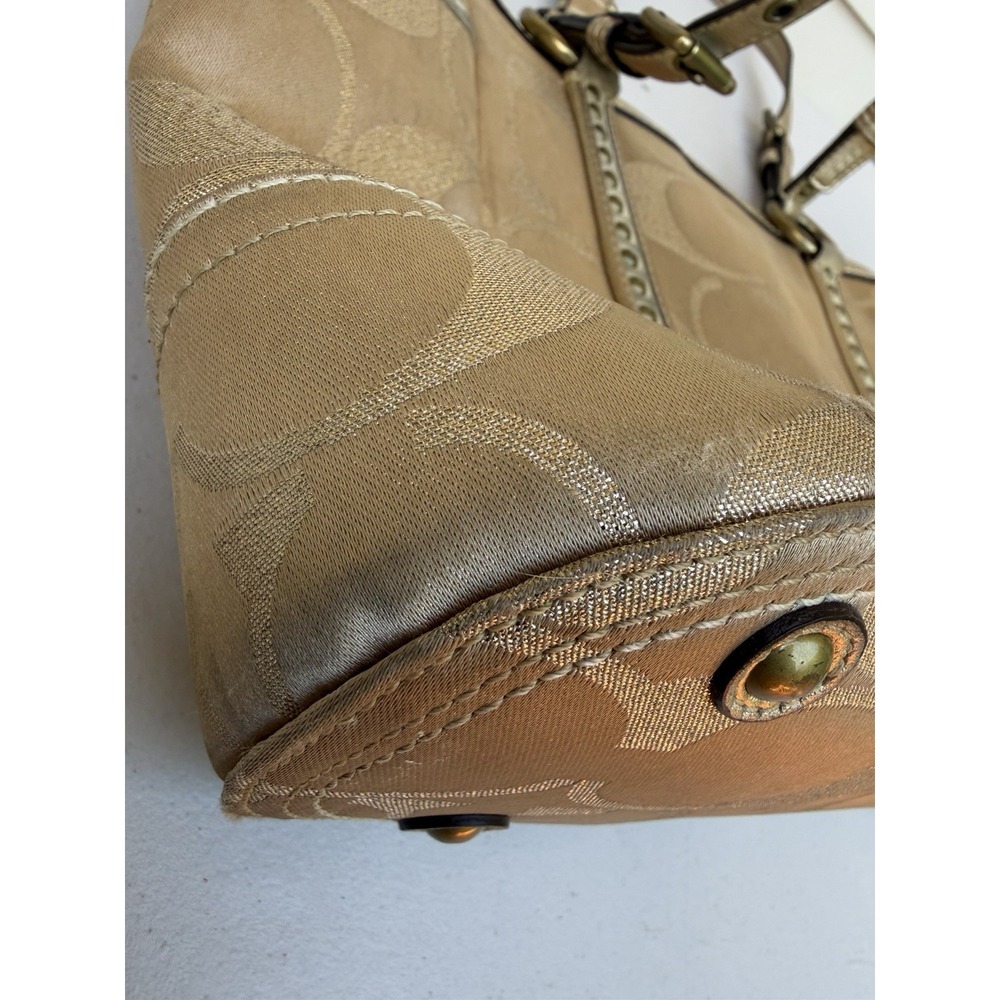 Coach 11505 Metallic Signature C Gallery Tote Gold Studded Y2K Shoulder Bag - Picture 9 of 16